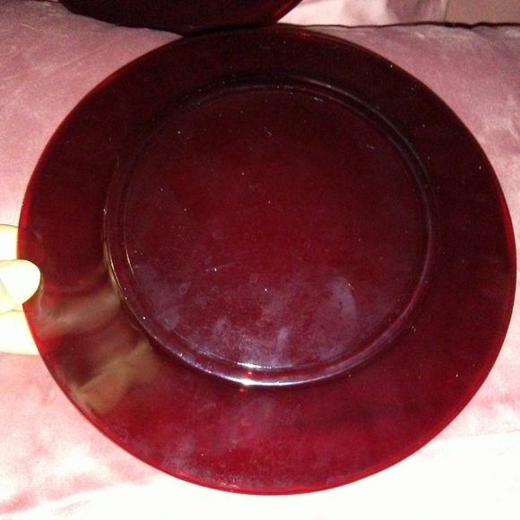Royal Ruby Red Glass Bread Plate Vintage Anchor Hocking Dessert Dish Imperfect - Picture 2 of 3
